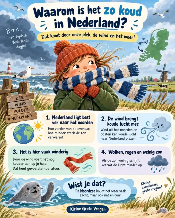 Plaat bij de vraag: Waarom is het zo koud in Nederland?