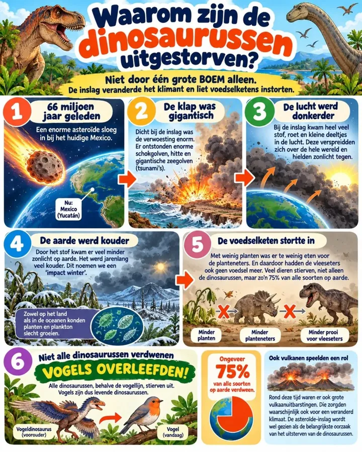 Plaat bij de vraag: Waarom zijn de dinosaurussen uitgestorven?
