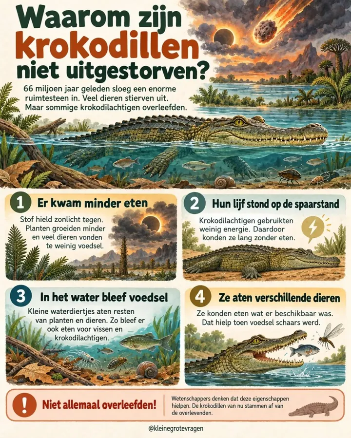 Plaat bij de vraag: Waarom zijn krokodillen niet uitgestorven?